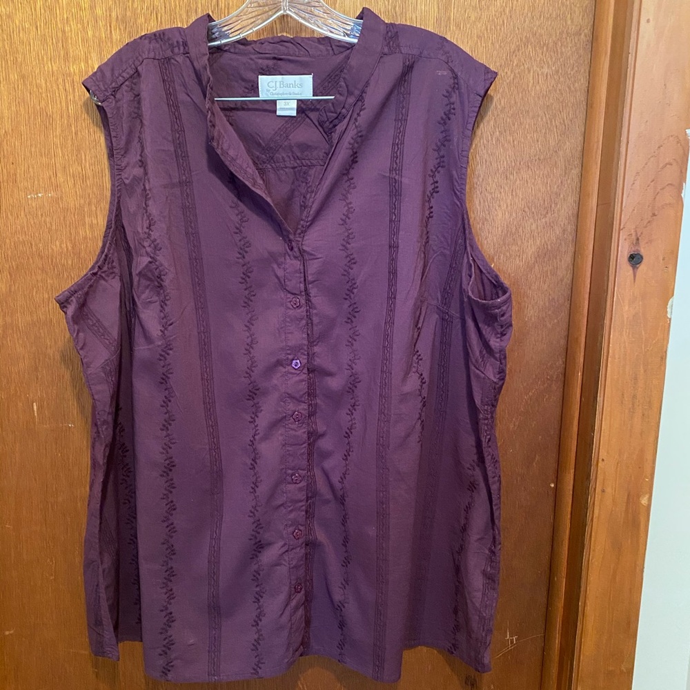 Size 3x CJ Banks sleeveless button down shirt